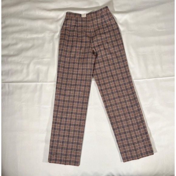 PENDLETON Vintage Plaid Trousers Pants Wool Deadstock NWT 80s Brown Tan 11 / 12 - Picture 8 of 11